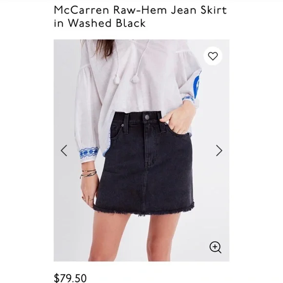 Madewell McCarren Raw Hem Black Jean Skirt, 27 - Picture 8 of 8